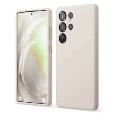Afbeelding van elago Compatibel met Samsung Galaxy S25 Ultra Hoesje, Vloeibaar Siliconen Volledige Beschermhoes, Schokbestendig, Slank Krasbestendige Zachte Microvezelvoering, 6,8 inch (Stone)