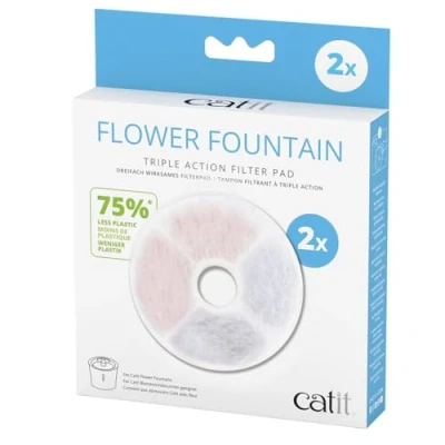 Afbeelding van Catit Drinkfontein Bloem Senses Filter Triple Action Kattendrinkbak 2 stuks
