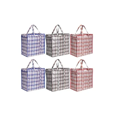 Afbeelding van Josephine Osthoff Opbergtas, robuust tot 20 kg, waterafstotend en duurzaam voor verhuizing, boodschappentas met ritssluiting, kleding, dekens, kussens, kleur: gesorteerd, 6 stuks