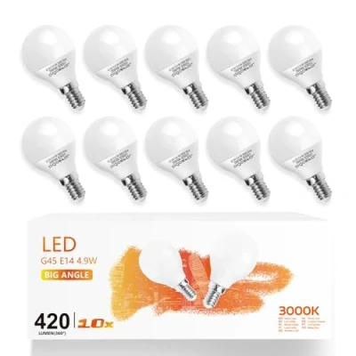 Afbeelding van Aigostar 10 x E14 G45 schroeflamp, Ledlampen 5W Warm Wit 3000K 400 lm, 230 stralingshoek AC 220 240V, Geschikt Voor Binnenverlichting, Hanglampen, Wandlamp, Bureaulamp, Niet Dimbaar, Set van