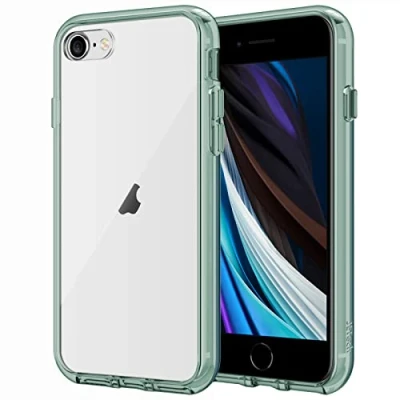 Afbeelding van JETech Hoesje voor iPhone SE 3/2 (2022/2020 model), 8 en 7, Schokabsorptie Transparant Bumper Case, Anti Krasvrije Achterkant (Middernachtgroen)