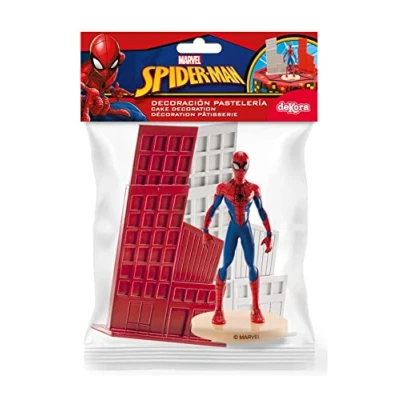 Afbeelding van Dekora, Spiderman Set, Marvel Verjaardag staart en opzetstuk, Taartopzetstuk 3 delig