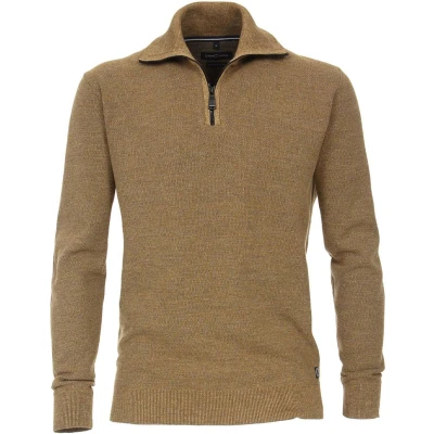 Afbeelding van Casa Moda Zip Trui Geel maat XL Heren met Regular fit Pasvorm Katoen Suitable Herenkleding