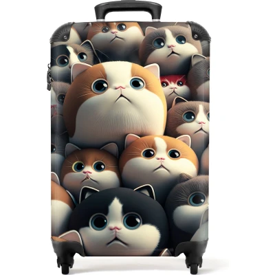 Afbeelding van NoBoringSuitcases.com® Kinderkoffer Kat Huisdieren Kinderen Patronen Jongens en meisjes Trolley kind Koffer dieren Past binnen 55x40x20 cm 55x35x25 Reiskoffer Handbagagekoffer
