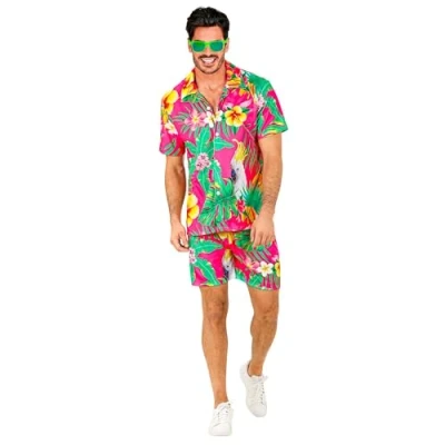 Afbeelding van Widmann Hawaii &amp; Carribean Tropisch Kostuum Tropical Summer Heat Roze Man Small / Medium Carnavalskleding Verkleedkleding