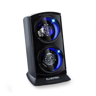 Afbeelding van Klarstein St.Gallen Premium watchwinder, watch turner, horlogekast, horlogebox, capaciteit: 2 x automatisch horloge, 4 snelheden, rechts links lopen, soepel lopend, zwart
