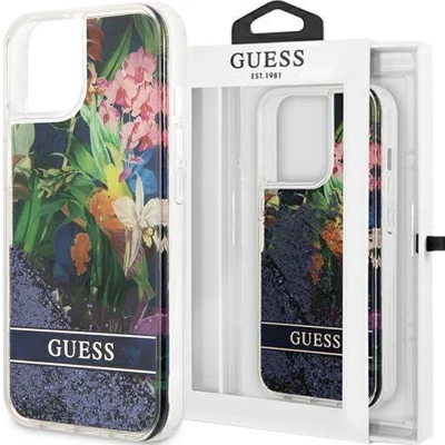 Afbeelding van Guess GUHCP14MLFLSB iPhone 14 Plus 6.7 blauw/blauwe hardcase Flower Liquid Glitter
