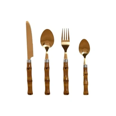 Afbeelding van Bestek Home ESPRIT Gouden Natuurlijk Roestvrij staal ABS 3 x 2 16 cm 24 Onderdelen