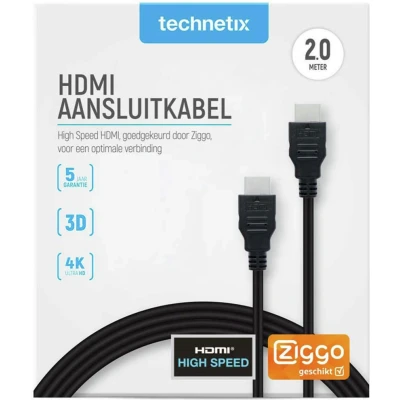 Afbeelding van HDMI kabel 2.0a Technetix 2 meter (4K@60Hz, HDR)