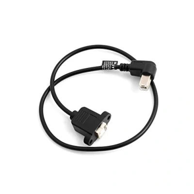 Afbeelding van SYSTEM S USB type B stekker 90 graden hoek rechtshoek naar ingang paneel mount kabel verlengkabel 50 cm