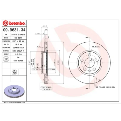 Afbeelding van Brembo Remschijf 09.9631.34