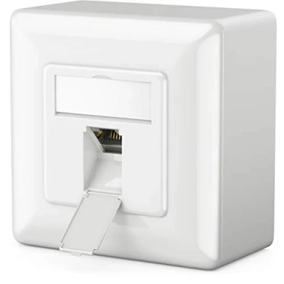 Afbeelding van deleyCON 1x CAT6 Universele Netwerkdoos RJ45 Poort Afgeschermd Opbouw of Inbouw 1 Gigabit Ethernet Netwerk EIA/TIA 568A&amp;B Wit