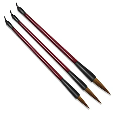 Afbeelding van 3 maten Chinese kalligrafie kwastenset, Kanji Sumi tekenborstel met hars handvat, professionele traditionele schilderborstel voor beginners studenten (3 stuks)