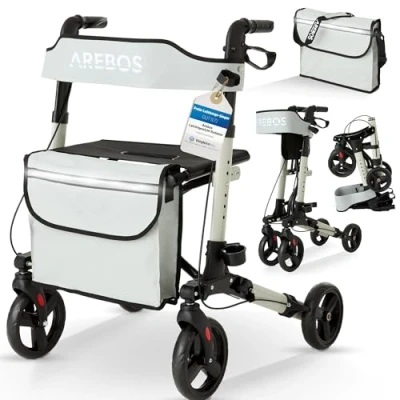Afbeelding van AREBOS Rollator Lichtgewicht en Opvouwbaar Grijs