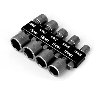 Afbeelding van CeyMlem Dopsleutelset, 5 13 mm dopsleuteladapter, 9 stuks, zeshoekige boor, dopsleutel, moeren, bitadapter voor boren of accuschroevendraaiers