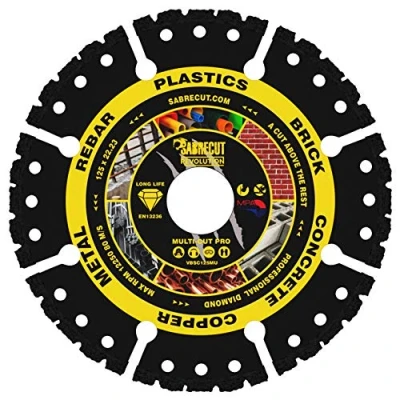 Afbeelding van 1 x SabreCut VBSC125MU 125 mm (5&quot;) 22,23 boring vacuüm gesoldeerd multi materiaal snijhaakse slijper cirkelzaag diamantschijfblad compatibel met Bosch Dewalt Makita Milwaukee en vele anderen