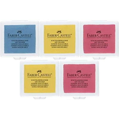 Afbeelding van Faber Castell Kneedgum Art Eraser, willekeurige kleur geel/rood/blauw, verpakking met 5 stuks
