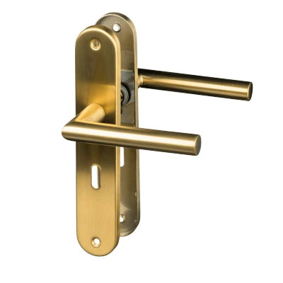 Afbeelding van Ostiumhome® Andria Deurklink met Sleutelgat Mat Goud op Schild Rond Complete Set