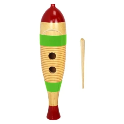 Afbeelding van A Star Houten Kleine Vis Vorm Guiro Schraper met Klopper, Ritme Percussie Instrument