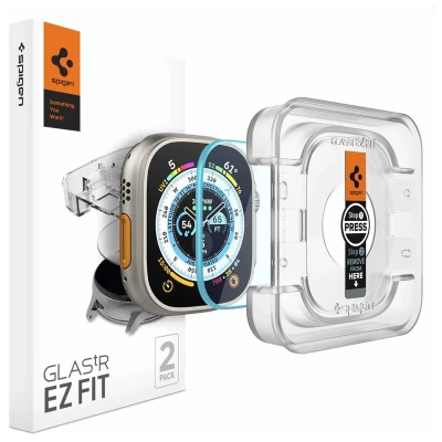 Afbeelding van 2 Pc Pack Screenprotectors : Spigen EZ Fit GLAS.tR met applicator voor smartwatch