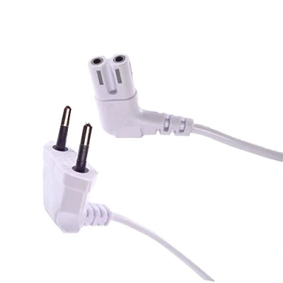 Afbeelding van shortix kort netsnoer (stroomkabel met gehoekte Euro platte stekker naar 8 aansluiting). wit.75cm.