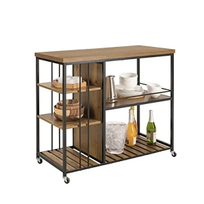 Afbeelding van SoBuy Rollende Keukentrolley Serveerwagen keukenwagen Opbergwagen Industriële Stijl Stabiel Stalen Frame 110 x 45 92 cm SVW18 F