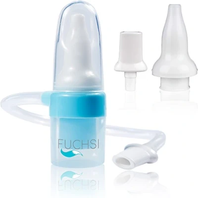 Afbeelding van fuchsi Neuszuiger voor baby&#039;s, medische siliconen, filterloos en eindeloos te gebruiken, praktische 1 handbediening, inclusief reserve, x neus mond opzetstuk, Duits merk, neussecretzuiger