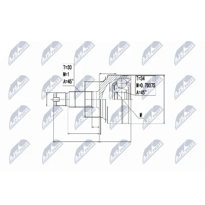 Afbeelding van Homokineet reparatie set, aandrijfas NTY NPZ HD 061
