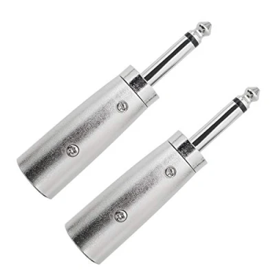 Afbeelding van Create idea 2x 3 Pins XLR naar 1/4 Inch Adapters, Mannelijke Socket 6.35mm Jack Mono Plug Conversie Connectors Zilver voor Microfoon Audio