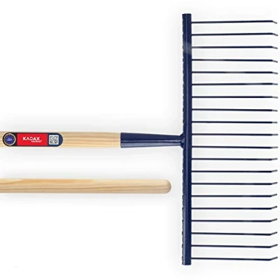Afbeelding van KADAX hark van staaldraad, brede met lange steel hout, tanden, vederlichte tuinhark, bladhark, bladhark (20 tanden)