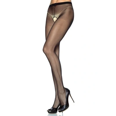Afbeelding van Leg Avenue Plus Size panty met open kruis 20 denier zwart