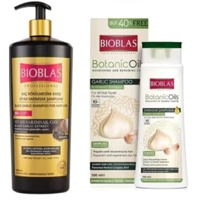 Afbeelding van Bioblas knoflook spaarset l zwarte shampoo 1000 ml + 500