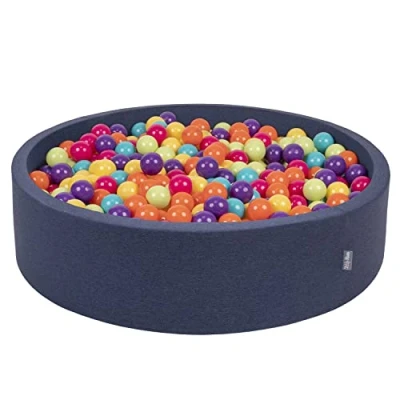 Afbeelding van KiddyMoon Foam Ronde Ballenbak Voor Kinderen 120X30cm/300 Ballen7cm Gemaakt In EU, Marineblauw:Lichtgroen Geel Turquoise Oranje Donkerroze Violet