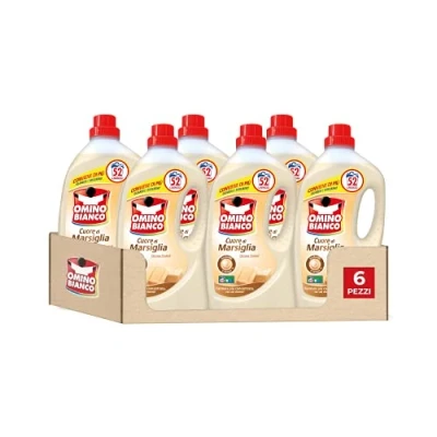 Afbeelding van Omino Bianco Vloeibaar wasmiddel voor wasmachine, frisse geur met hart essentie, 312 wassladingen, 2600 ml x 6 verpakkingen