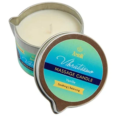 Afbeelding van VIBRATISSIMO Massagekaars Vanille 100ml I Kaars met Vanillegeur Ontspanning gemaakt van natuurlijke grondstoffen &amp; kokosolie geschikt voor de gevoelige huid Massage Candle