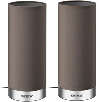 Afbeelding van Monzana Tafellamp 2 Stuks LED Dimbaar E14 Satijn Nikkel Taupe