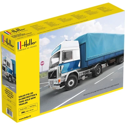 Afbeelding van 1:32 Heller 81703 Volvo F 12 20 Globetrotter w Twin Axle semi trailer Plastic Modelbouwpakket