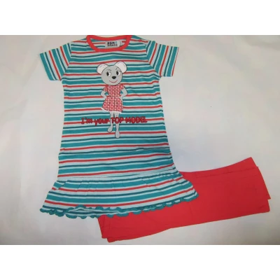 Afbeelding van Wiplala Jen &amp; James Zomer pyjama Meisje Streep, muis 4 jaar 104