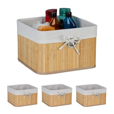 Afbeelding van opbergmand bamboe set van 4 20 x 31 cm badkamer