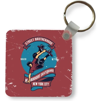 Afbeelding van Sleutelhanger Uitdeelcadeautjes Skateboard Man Vintage Letters Plastic Vaderdag cadeau Geschenk Cadeautje voor hem Tip Mannen
