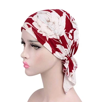 Afbeelding van Amorar Chemotherapie Deksel, dames katoen chemo sjaal hoed tulband bandana hoofd sjaals pre tred haaruitval hoofddoek elastische hoofddeksels headsjaal voor kanker