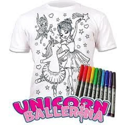 Afbeelding van Splat T shirt Kleur telkens opnieuw je mooie Unicorn Ballerina 3 4 Jaar