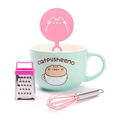 Afbeelding van Pushen Mok met stencil Whisk Grater Cat Cappuccino Cup 17 Oz Een maat