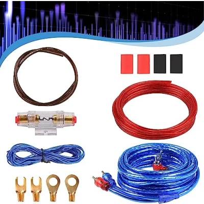 Afbeelding van Versterkerkabelset, aansluitset autoversterkerkabelset, subwoofer kabelset, eindversterker, autoaudiodraad, 800 W (8 gauge kabel, 5 meter)