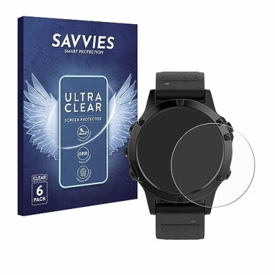 Afbeelding van Savvies (6 Stuks) Schermbeschermer voor Garmin fenix 5 (47 mm) / Plus Screen Protector Ultra Transparant