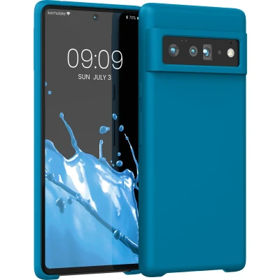 Afbeelding van kwmobile telefoonhoesje geschikt voor Google Pixel 6 Pro Hoesje met siliconen coating Smartphone case in Caribisch blauw