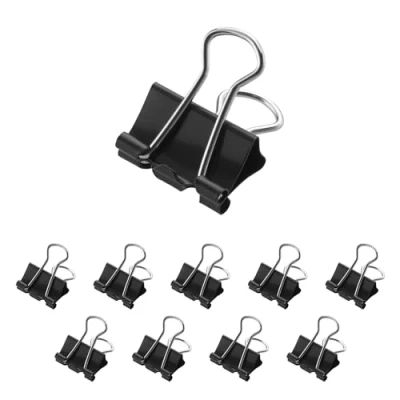 Afbeelding van Westcott Foldback E 10710 00 Klemmen, 15 mm, zwart, 12 stuks, set van metalen klemmen voor documenten, stabiele en herbruikbare papierklemmen, mm kantoor huishouden, zwart