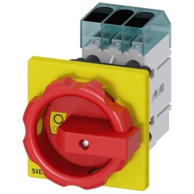 Afbeelding van Siemens lastscheider hoofdschakelaar 3 polig 16a 5 5kw 690v nood ip65 draaigreep frameklem knop rood 3ld30540tk53