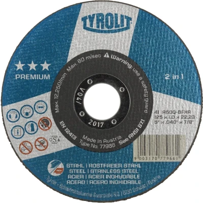 Afbeelding van TYRO slijpschijf PREMIUM, doorslijpen, diam schijf 125mm, dikte 2.5mm