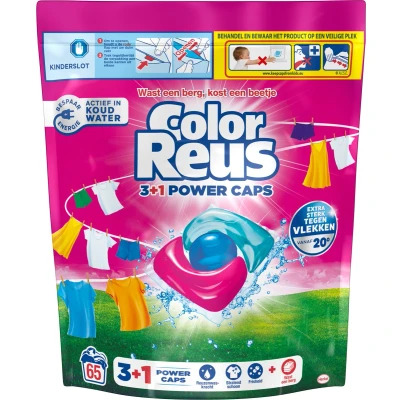 Afbeelding van Witte Reus Wasmiddelcapsules 3+1 Power Caps Kleur 65 beurten
